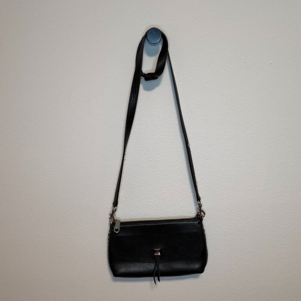 Rebecca Minkoff Mini MAC Black Pebbled Leather Crossbody Bag Silver Hardware